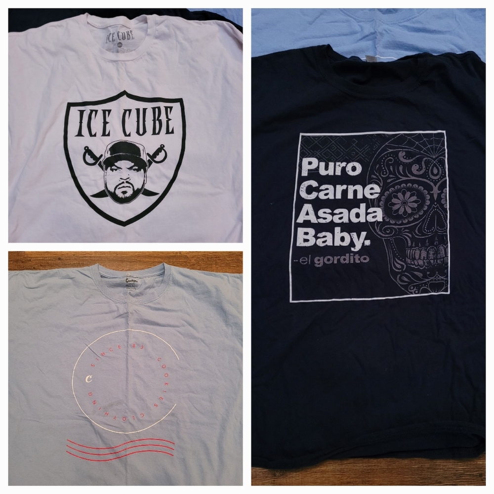 Men's 3x 4x t shirt bundle ice cube cookies Mexican carne asada short sleeves